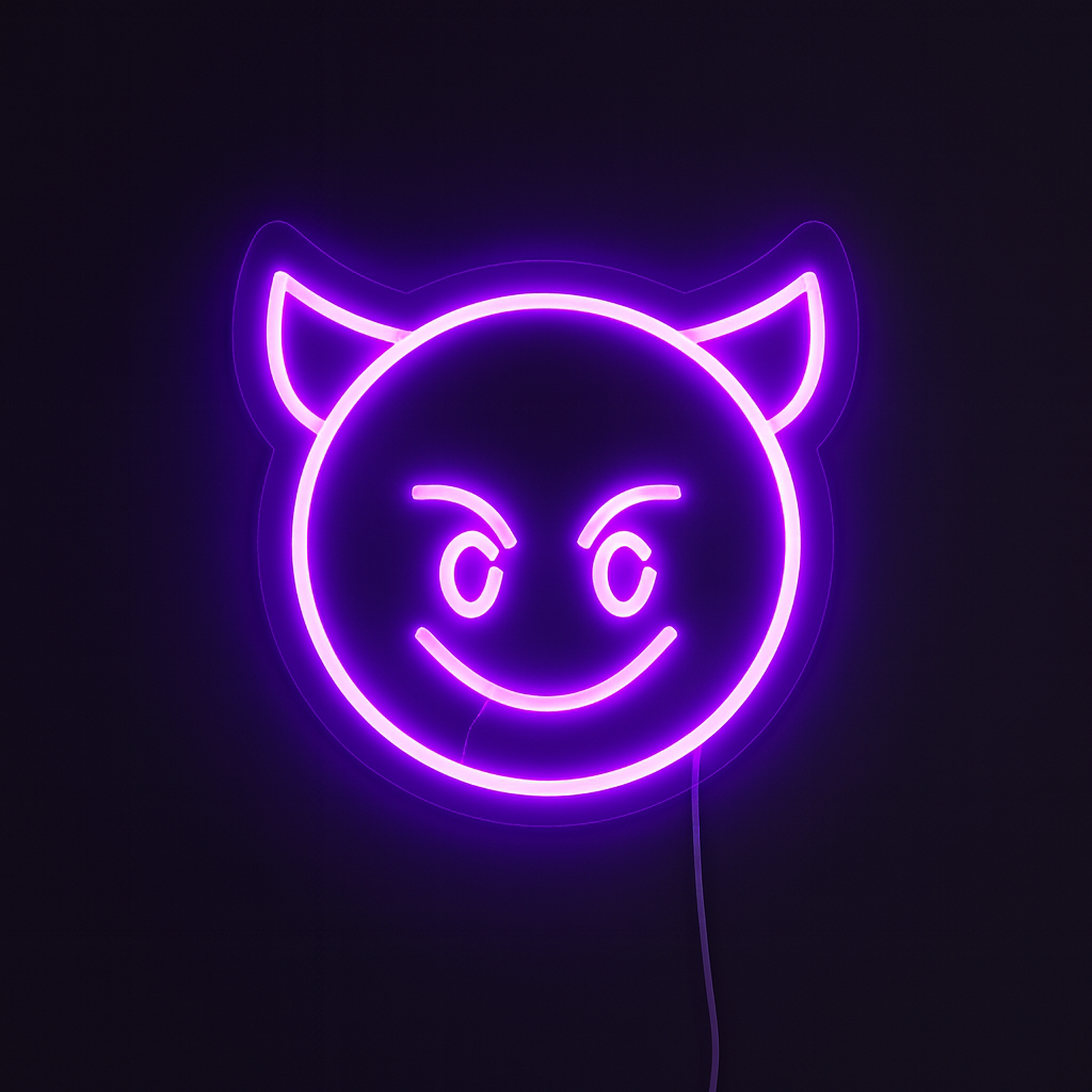 Emoji Devil Neon Vegglampe
