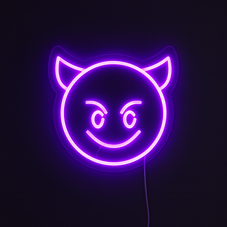 Emoji Devil Neon Vegglampe