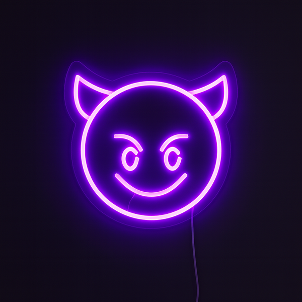 Emoji Devil Neon Vegglampe