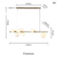 Florence  Langbordslampe Messing/Amber