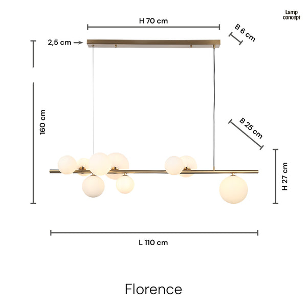 Florence Langbordslampe Svart/Smoke