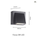 Focus 3W IP54 Vegglampe Utendørs Svart