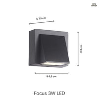 Focus 3W IP54 Vegglampe Utendørs Svart