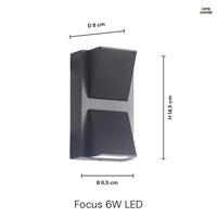 Focus 6W IP54 Vegglampe Utendørs Svart