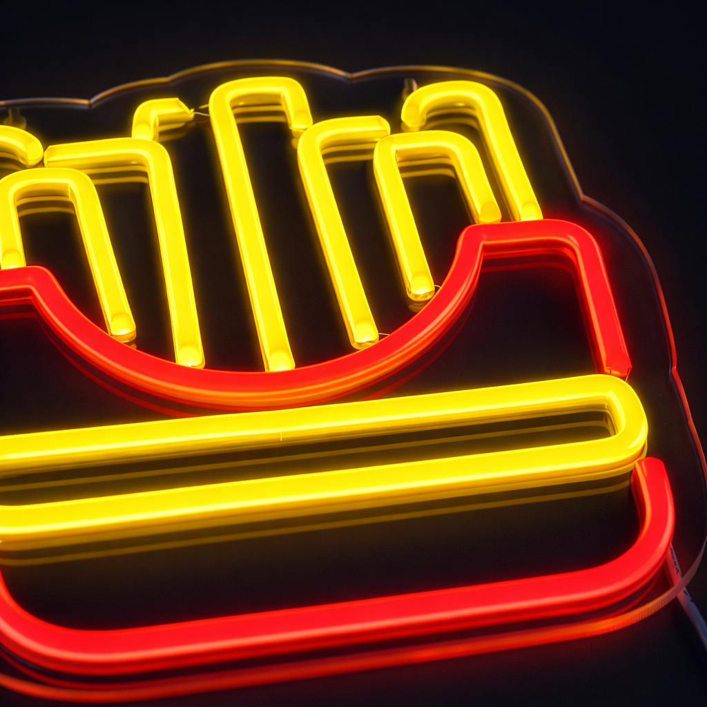 French Fries Neon Vegglampe