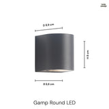 Gamp Rund Vegglampe Utendørs Svart