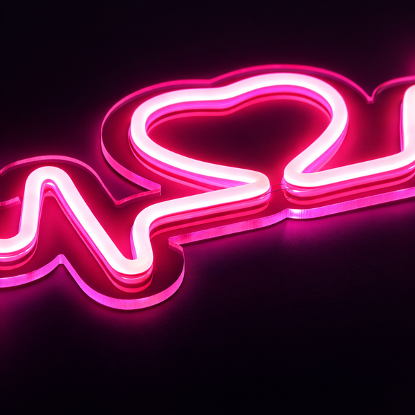 Heartbeat Neon Vegglampe Rosa