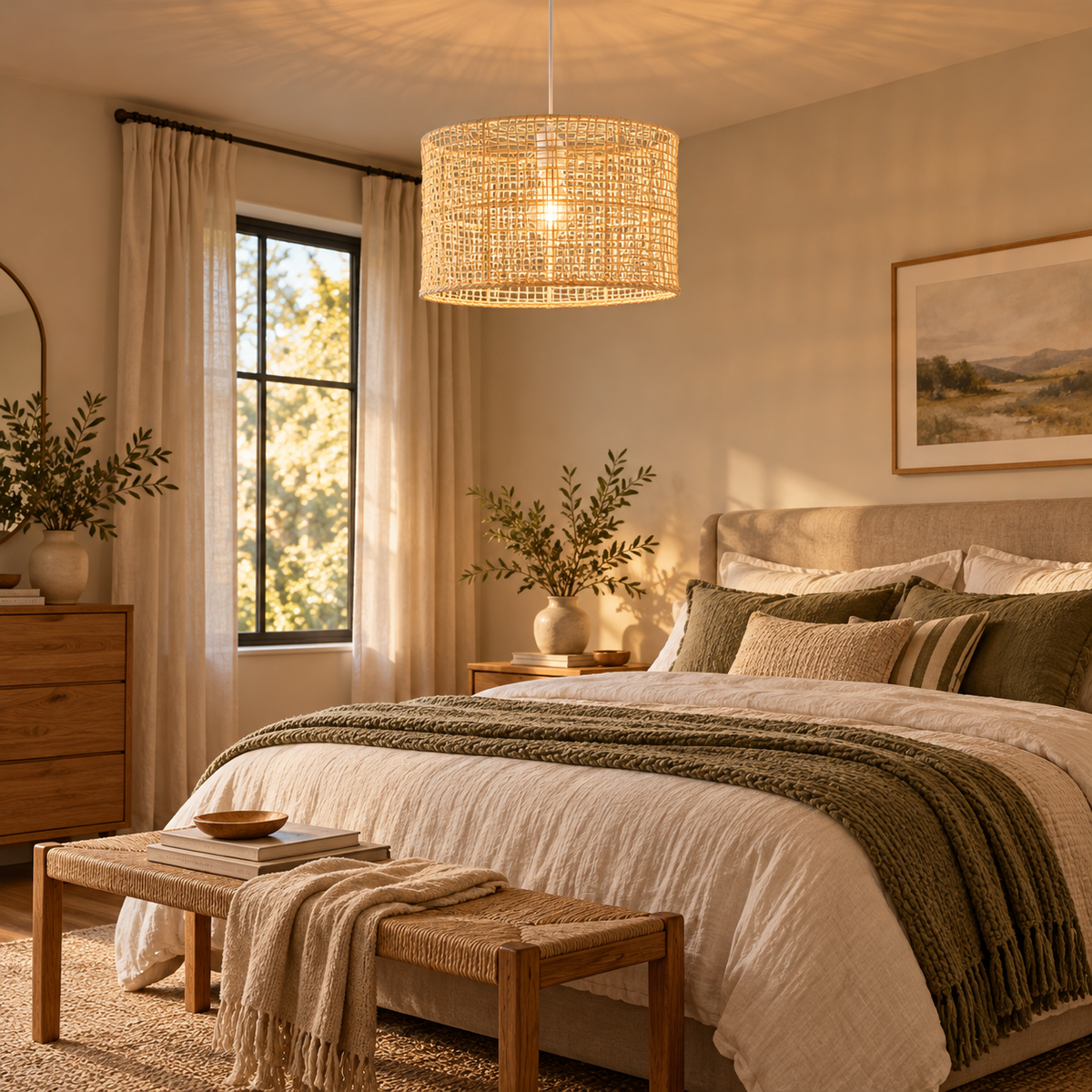Nest Rattan Taklampe Ø40