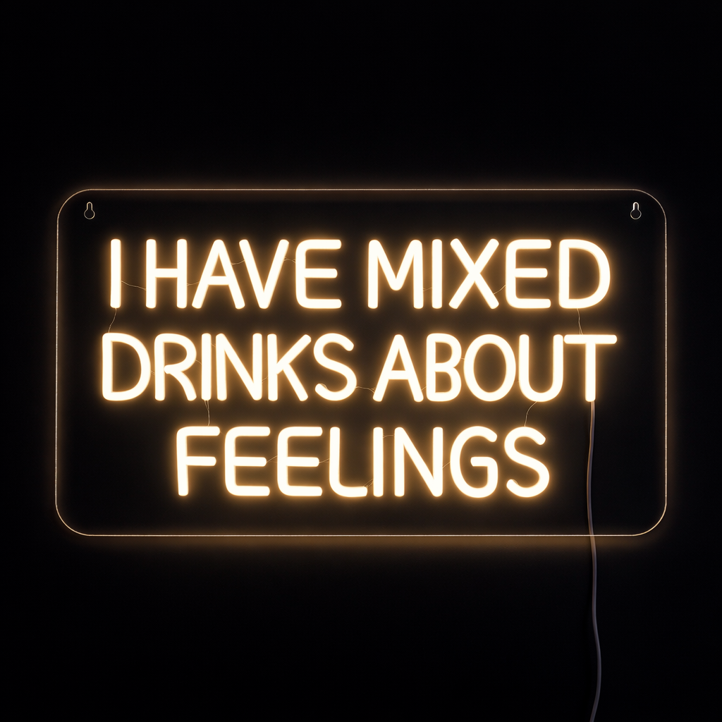 I Have Mixed Drinks About Feelings Neon Vegglampe