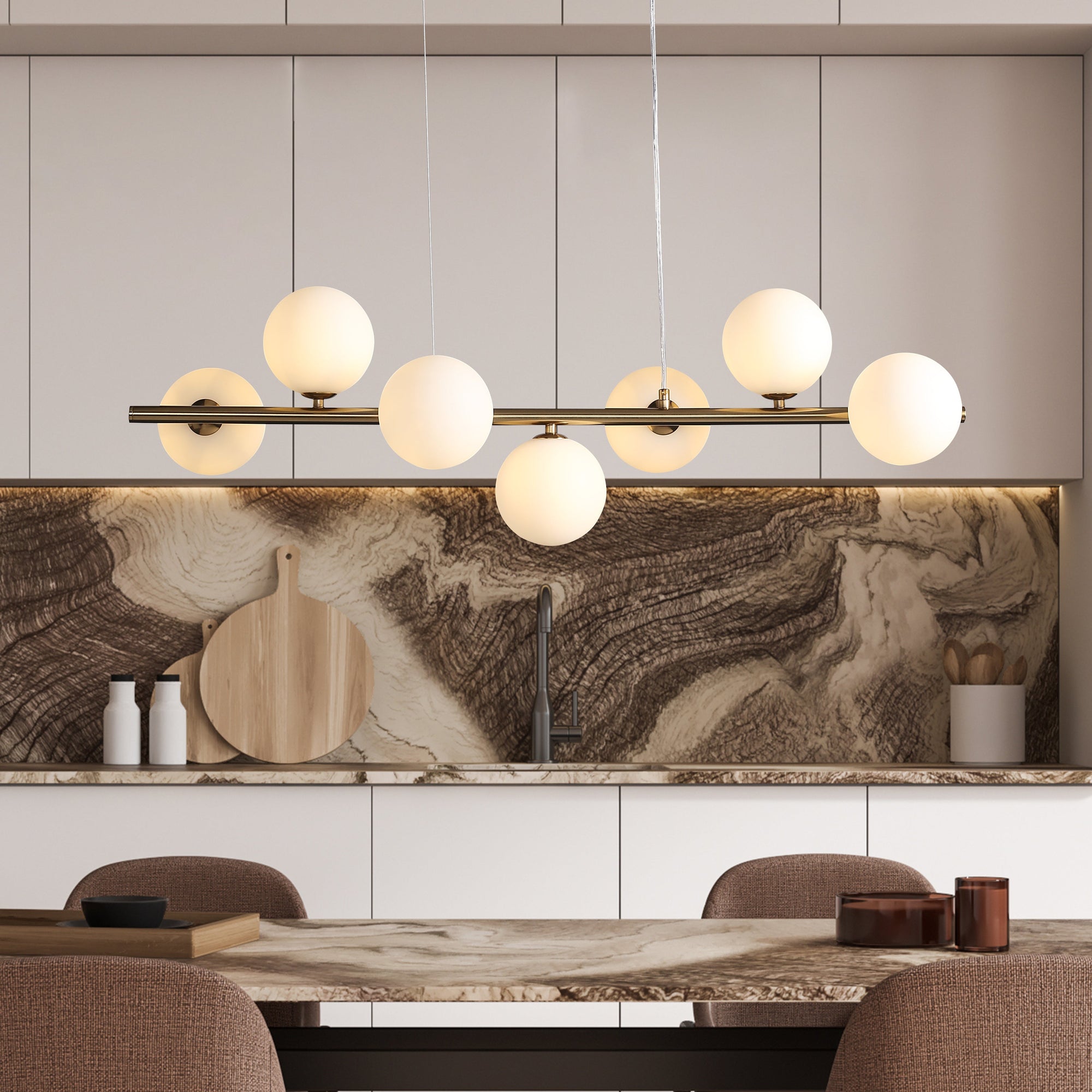 Bubbles Langbordslampe 90 cm Opal
