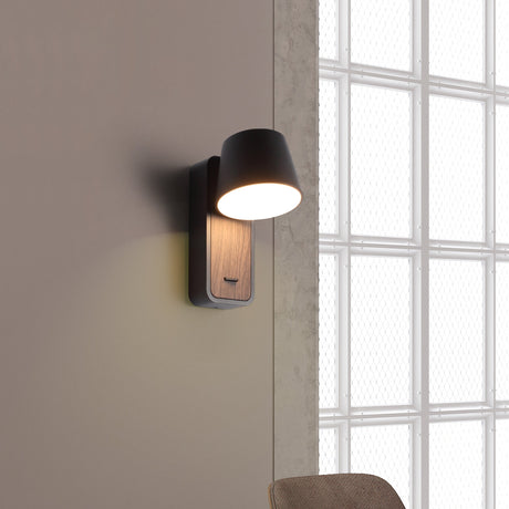 Torino Vägglampa Svart/Trälook
