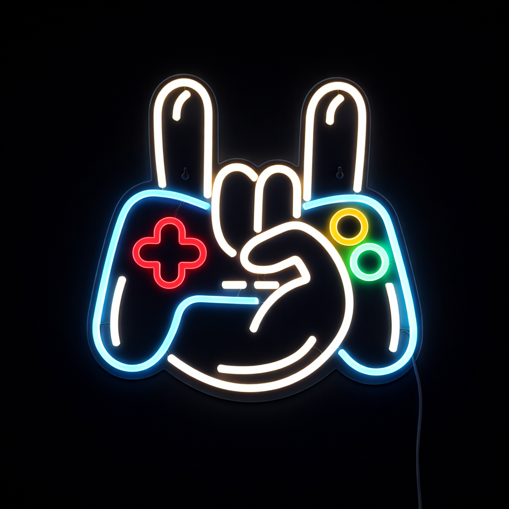 Joystick Hand Sign Neon Vegglampe
