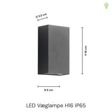 LED Vegglampe H16 IP65 6 W Svart
