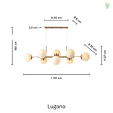 Lugano Langbordslampe Messing/Amber