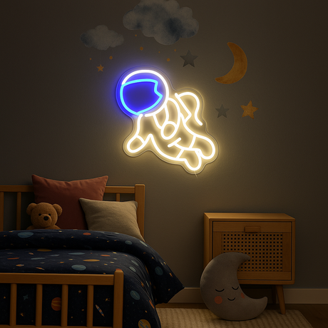 Astronaut Neon Vegglampe
