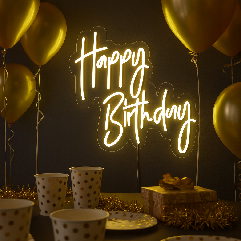 Happy Birthday Neon Vegglampe