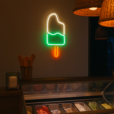 Ice Cream Neon Vegglampe Grønn/Hvit