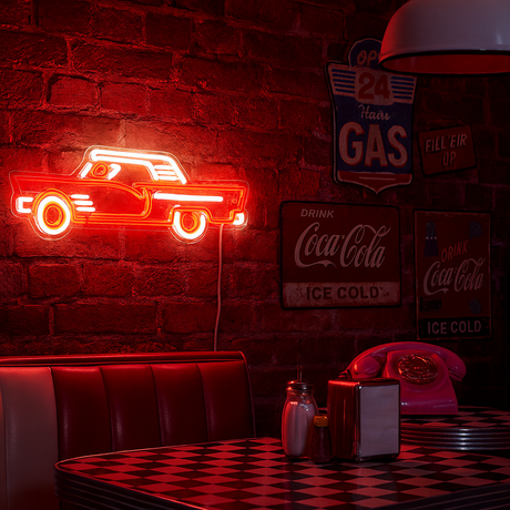 Vintage Car Neon Vegglampe