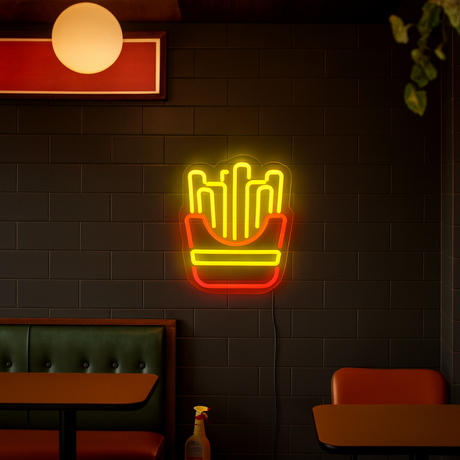 French Fries Neon Vegglampe