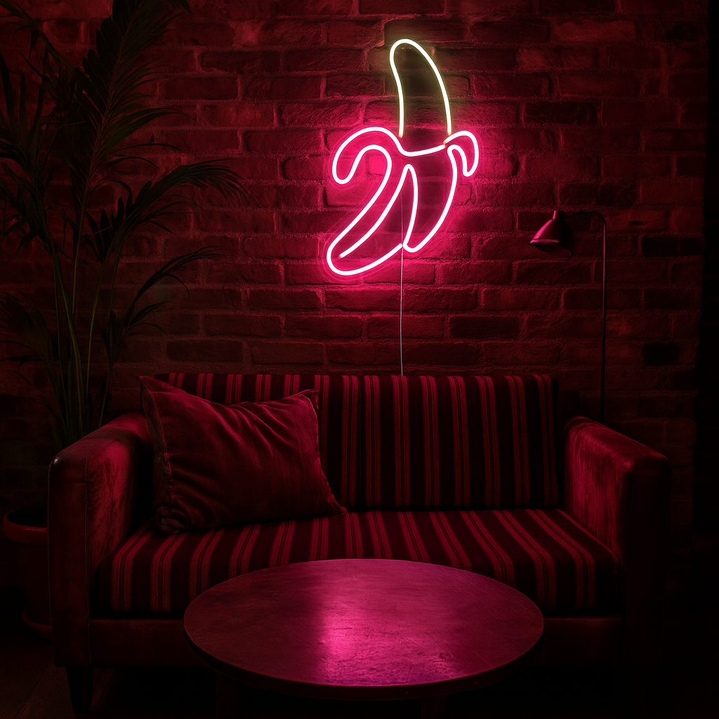 Banana Neon Vegglampe Rosa