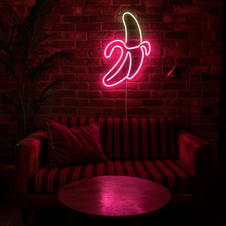 Banana Neon Vegglampe Rosa