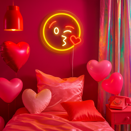 Emoji Kiss Neon Vegglampe