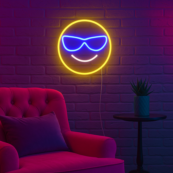 Emoji Cool Neon Vegglampe