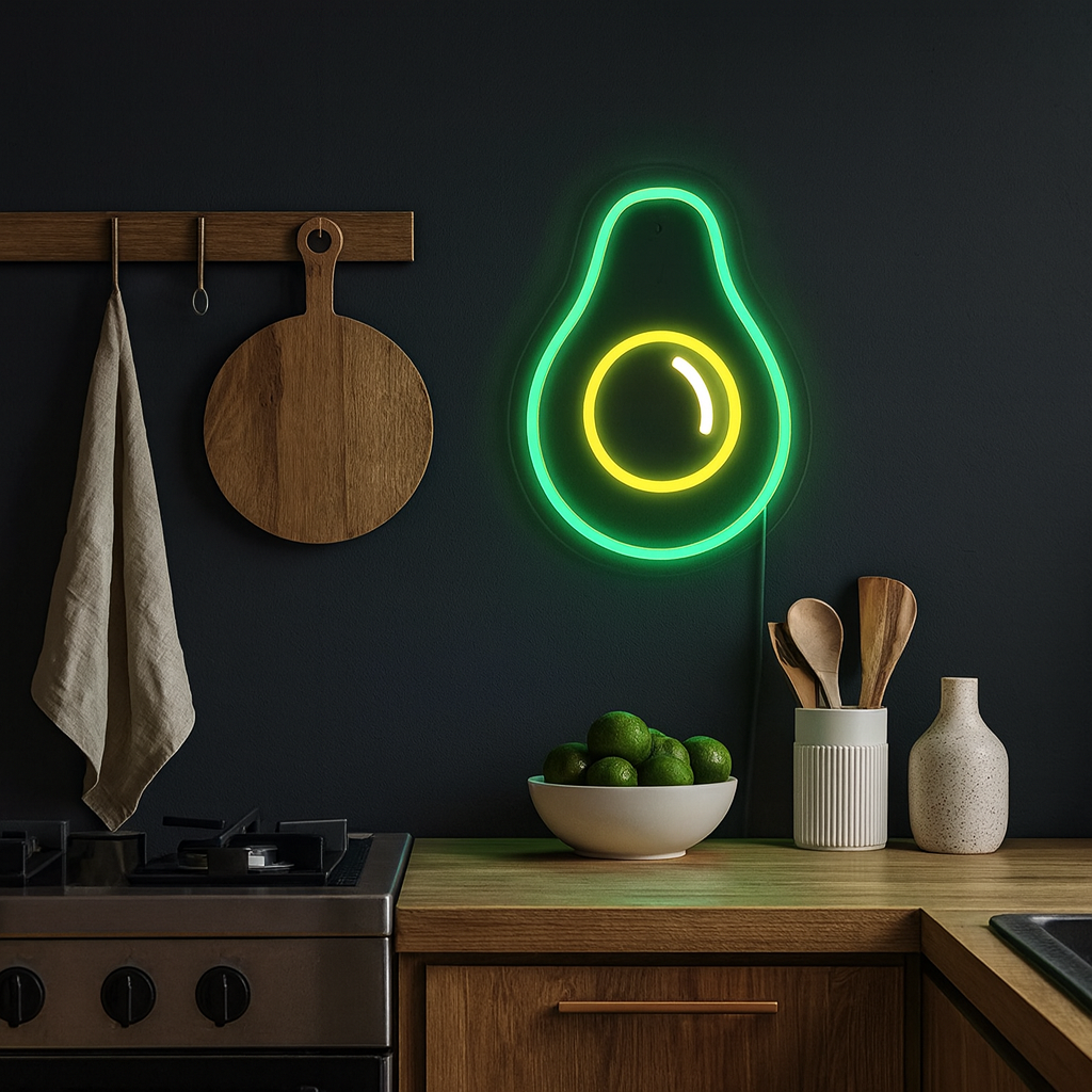 Avokado Neon Vegglampe