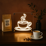 Coffee LED Neon Box Bordlampe