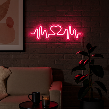 Heartbeat Neon Vegglampe Rosa