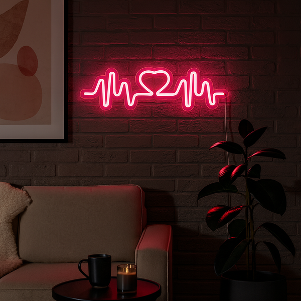 Heartbeat Neon Vegglampe Rosa