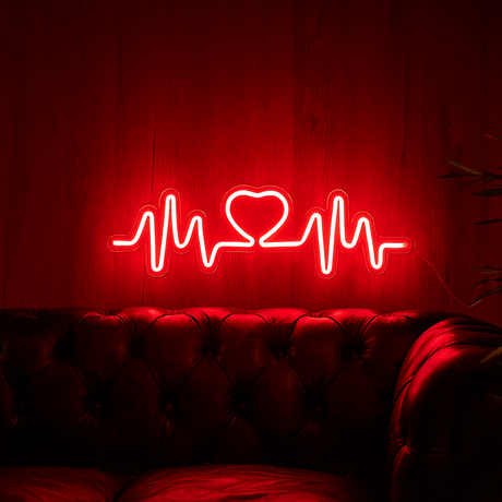Heartbeat Neon Vegglampe Rød