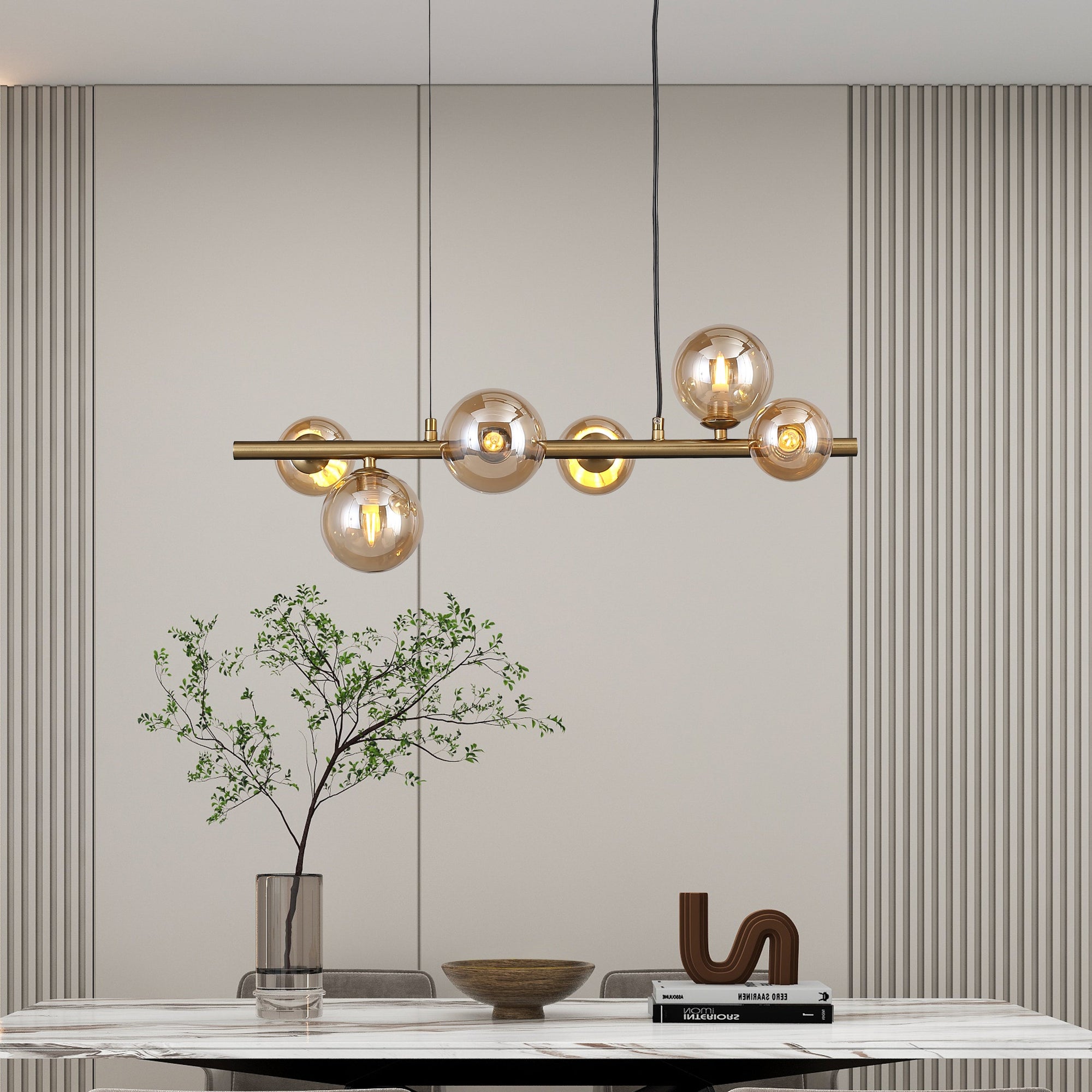Valencia Langbordslampe 63cm Messing/Amber