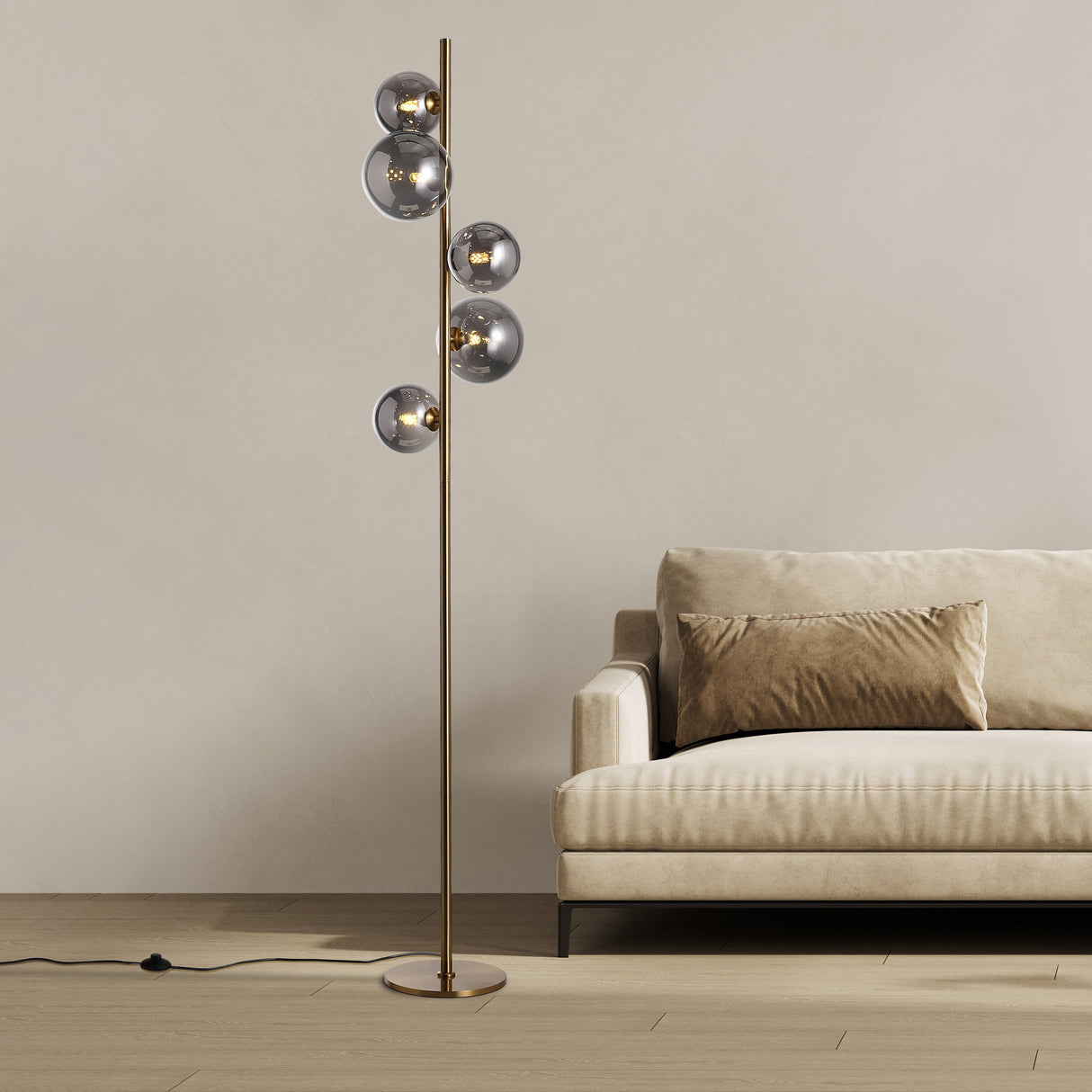 Valencia Gulvlampe Messing/Smoke