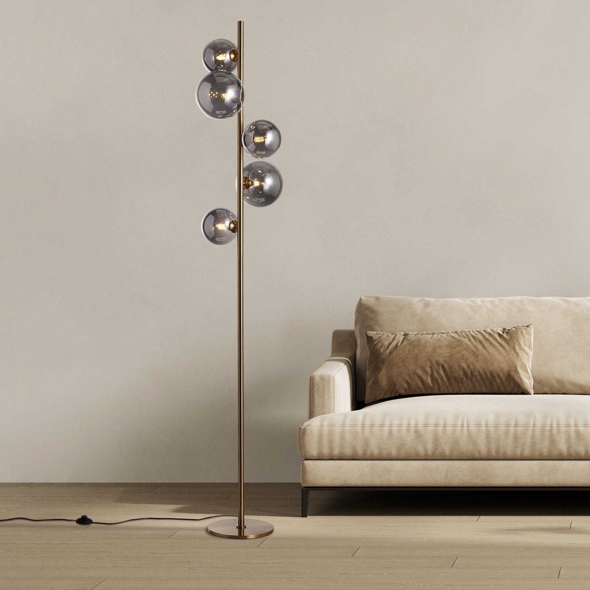 Valencia Gulvlampe Messing/Smoke