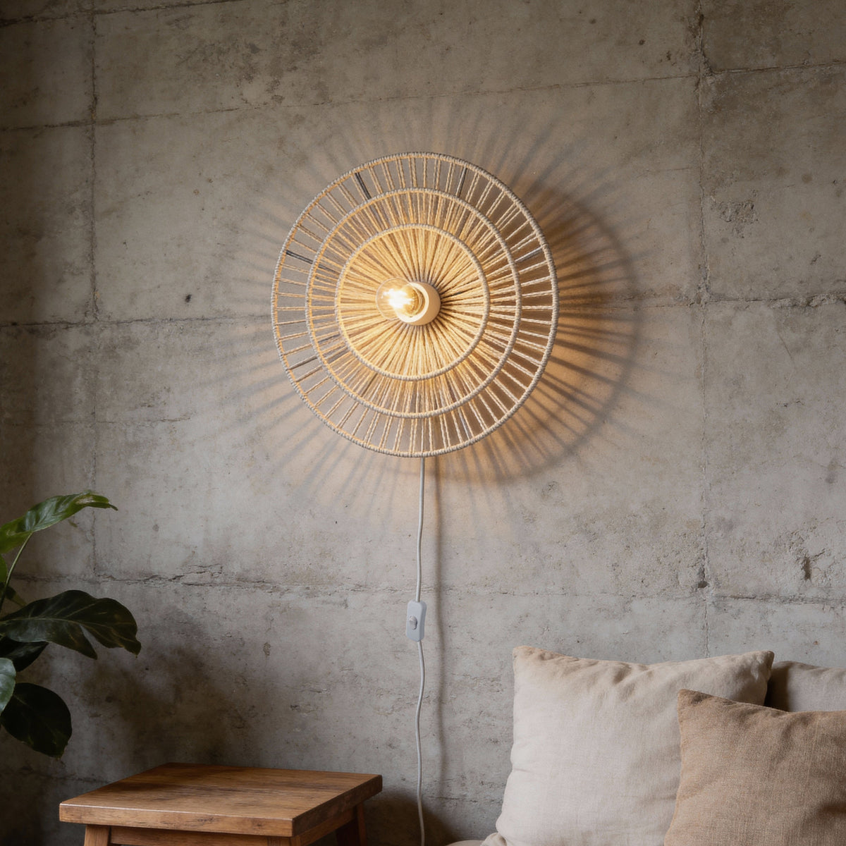 Wave Layer Vegglampe Ø40 Raw White