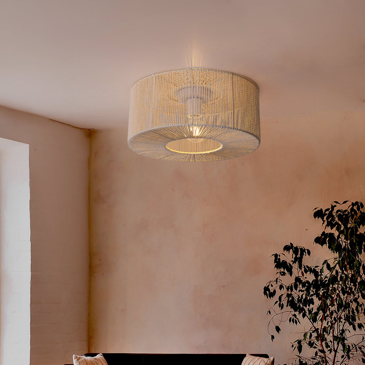 Braided Taklampe Ø46 Raw White