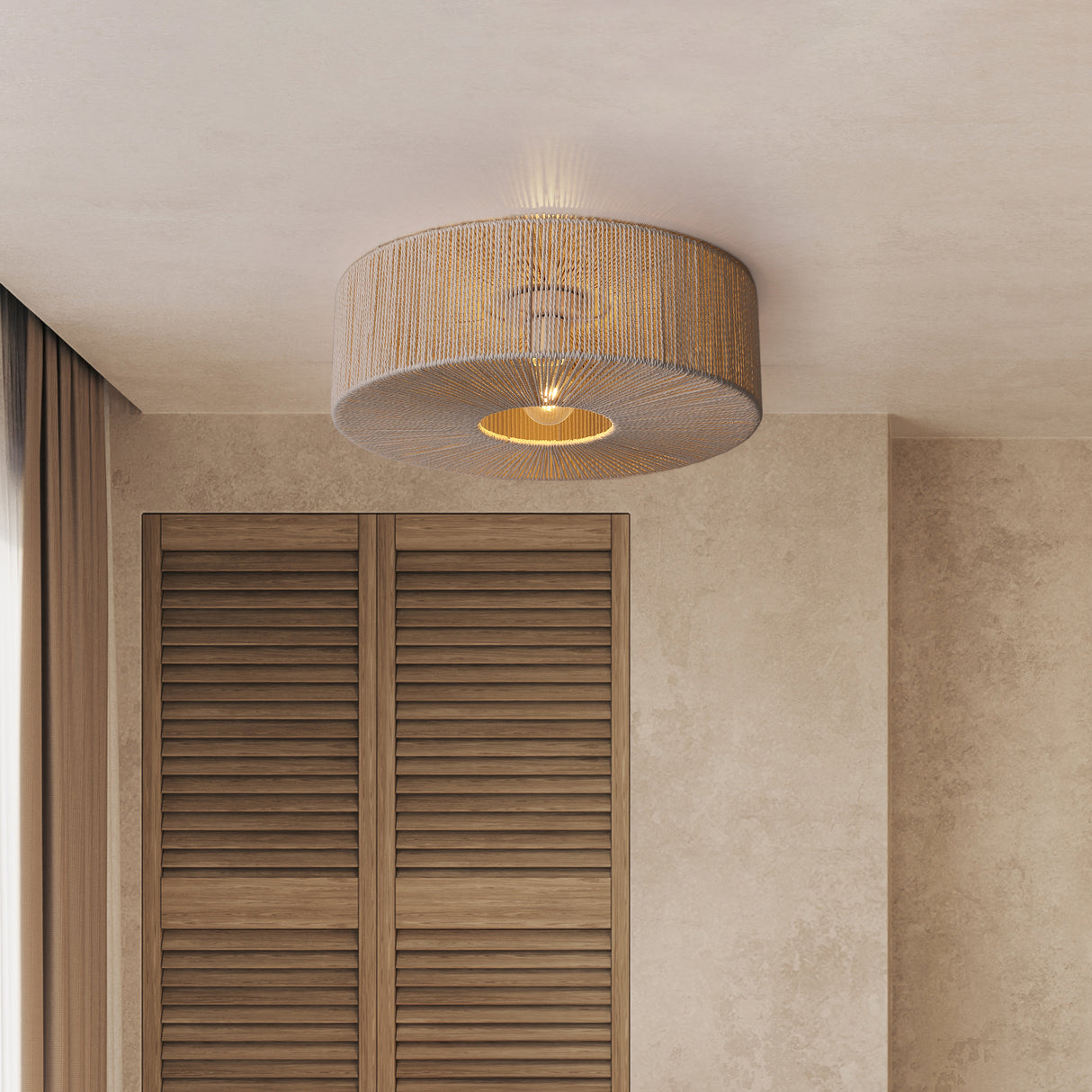 Braided Taklampe Ø60 Raw White