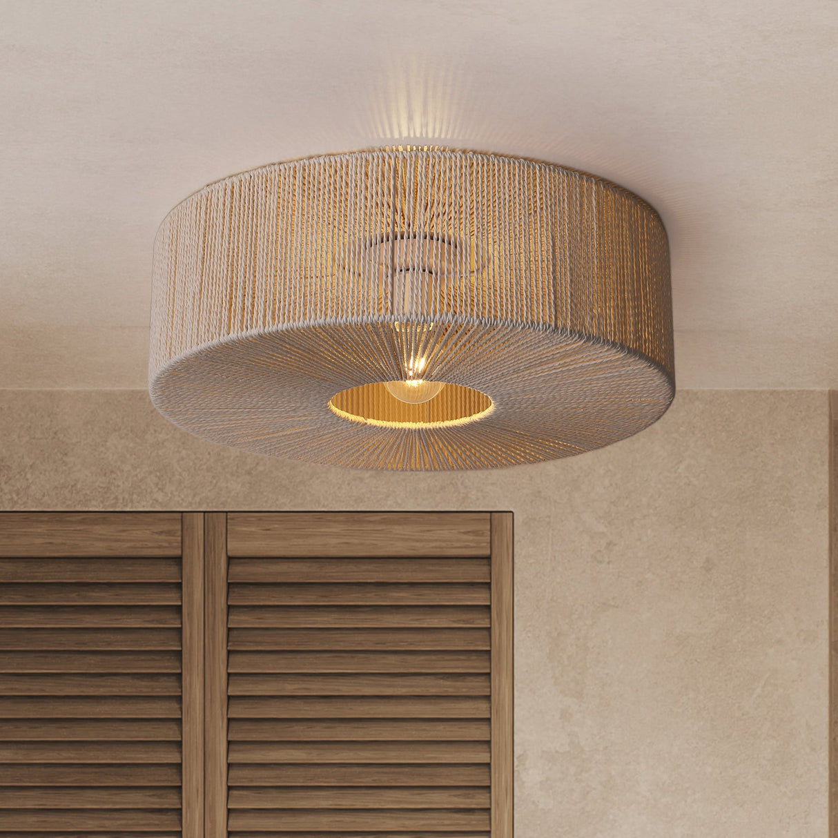 Braided Taklampe Ø60 Raw White