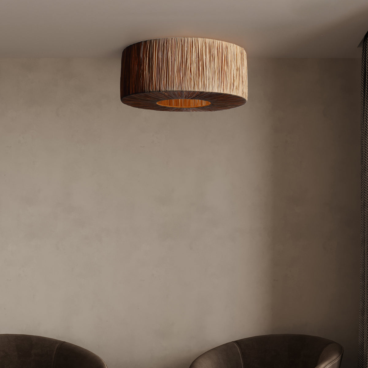 Raffia Taklampe Ø46