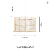 Nest Rattan Taklampe Ø40
