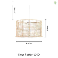 Nest Rattan Taklampe Ø40
