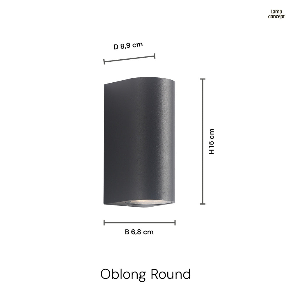 Oblong/Rund Vegglampe Utendørs Svart