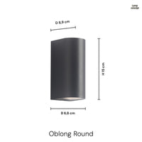 Oblong/Rund Vegglampe Utendørs Svart