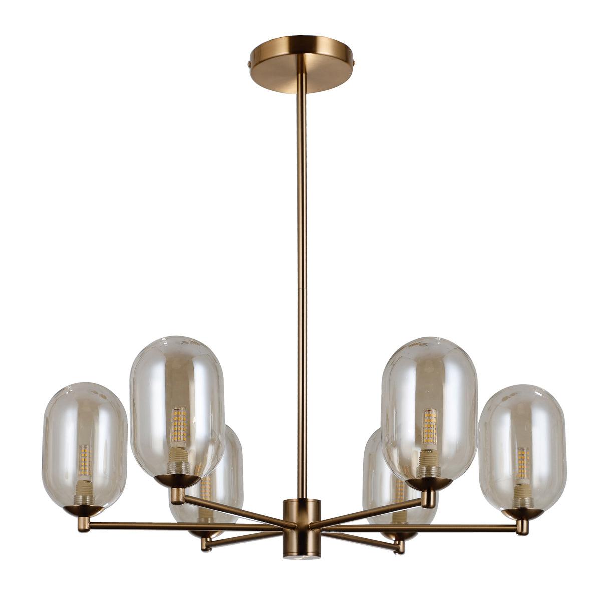 Perano Ljuskrona Borstad Mässing/Klar-Lampconcept.se