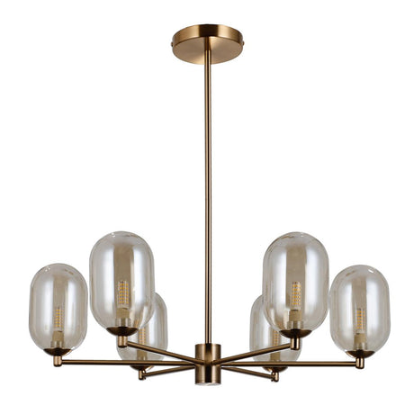 Perano Ljuskrona Borstad Mässing/Klar-Lampconcept.se