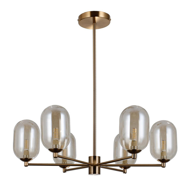 Perano Ljuskrona Borstad Mässing/Klar-Lampconcept.se