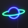 Saturn Neon Vegglampe Blå/Grønn