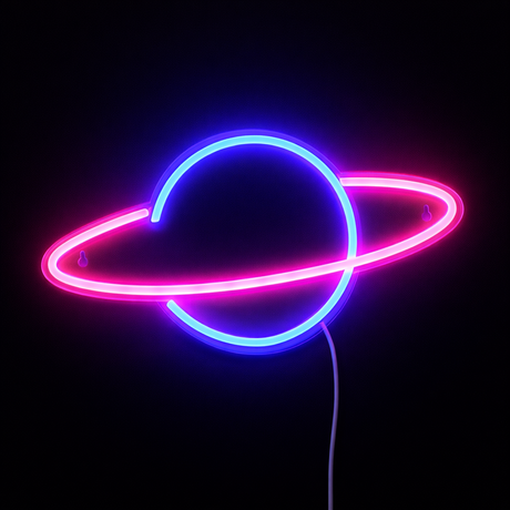 Saturn Neon Vegglampe Blå/Rosa