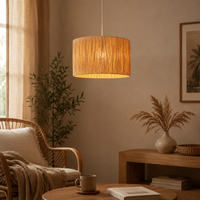 Raffia Taklampe Ø40
